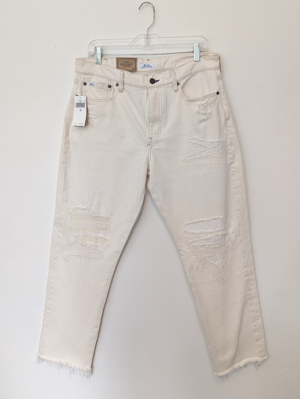 NWT Polo Ralph Lauren "The Relaxed Taper" Distressed Sashiko-Stitched Jeans 28